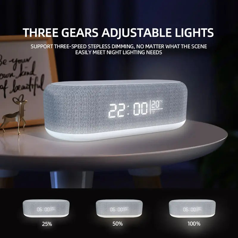 15W Wireless Charger Alarm Clock LED Light Thermometer