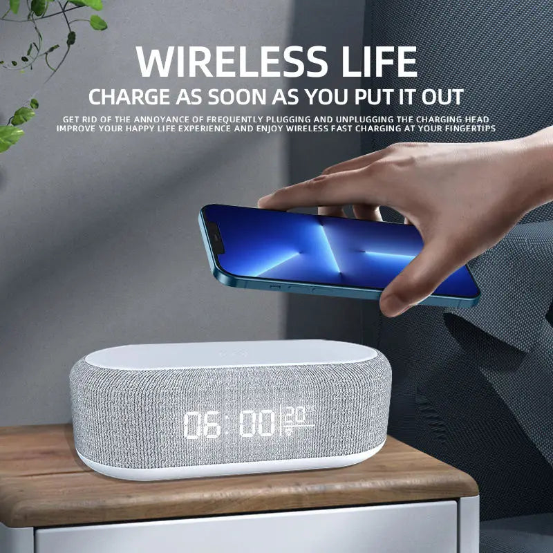 15W Wireless Charger Alarm Clock LED Light Thermometer