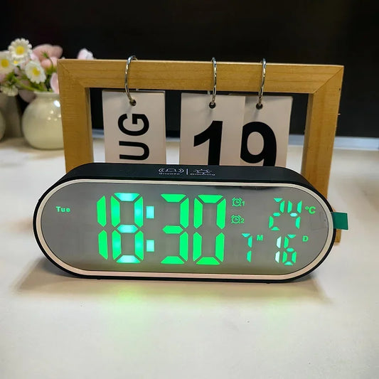 Rechargeable LED Mirror Alarm Clock