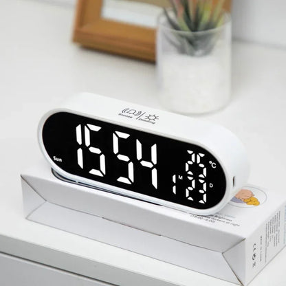 Rechargeable LED Mirror Alarm Clock