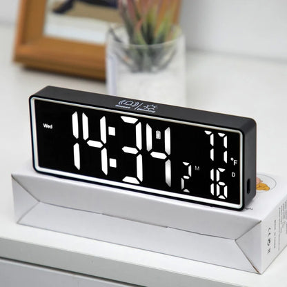 Rechargeable LED Mirror Alarm Clock