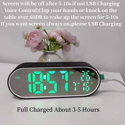Rechargeable LED Mirror Alarm Clock