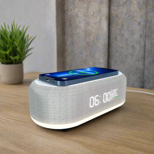 15W Wireless Charger Alarm Clock LED Light Thermometer